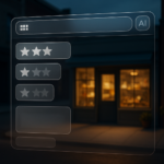 AI assistant overlooking a local business storefront in search results