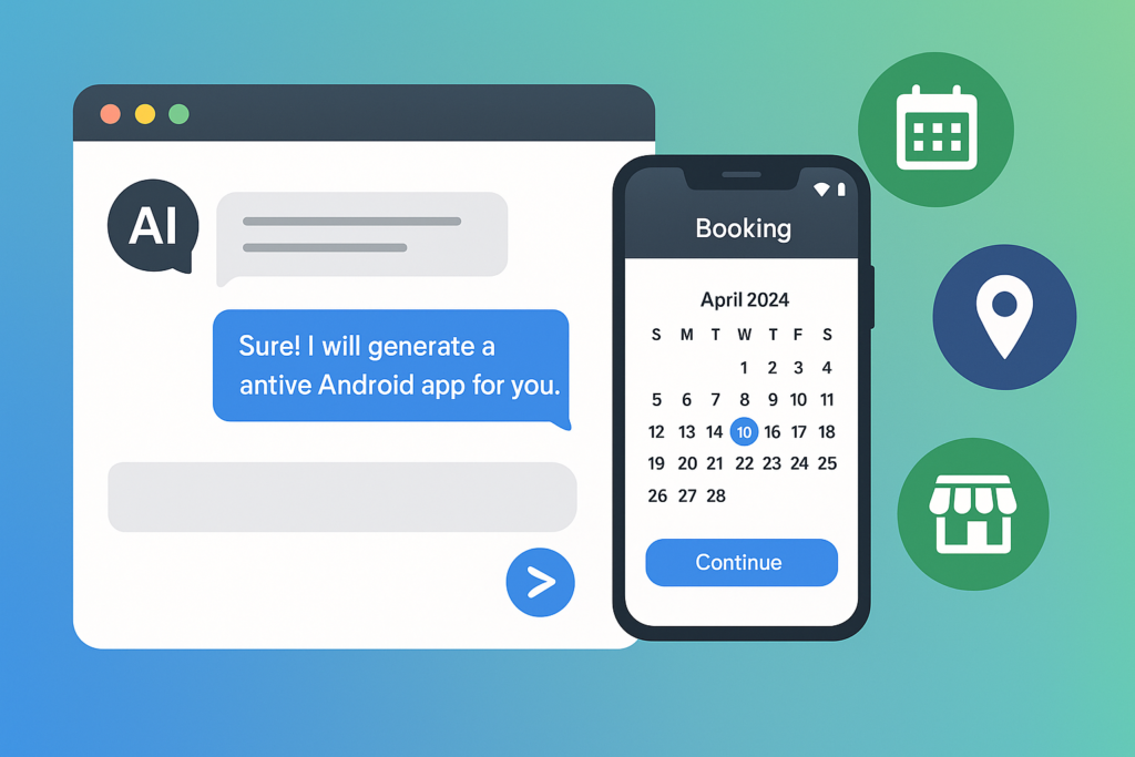 Google AI Studio building Android business app from text prompt