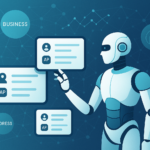 AI humanoid robot connecting with business listing data networks