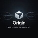 Cursor Origin logo and tagline A git forge for the agentic era on a dark background with a subtle git branch graph