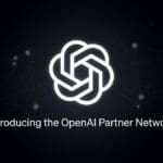 OpenAI logo with the caption Introducing the OpenAI Partner Network on a dark background with a subtle network of nodes