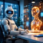 Holographic robot using AI to transform an Instagram photo, illustrating Meta Muse Image privacy concerns