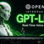 Person using ChatGPT GPT Live with a holographic robot for real-time voice and video interaction