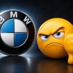 BMW center dashboard showing Spider-Man animation ad during film partnership promotion