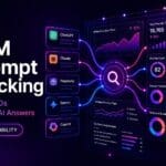 LLM prompt tracking dashboard showing AI mentions, visibility score and source breakdown across ChatGPT, Claude, Perplexity and Gemini