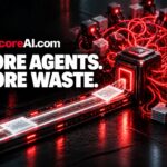 AI agent swarms tangled in red cables burning through tokens
