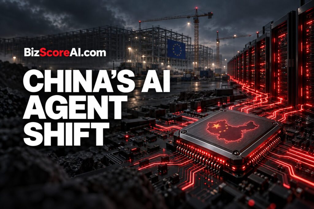 China AI inference 80% shift shown on a glowing processor map