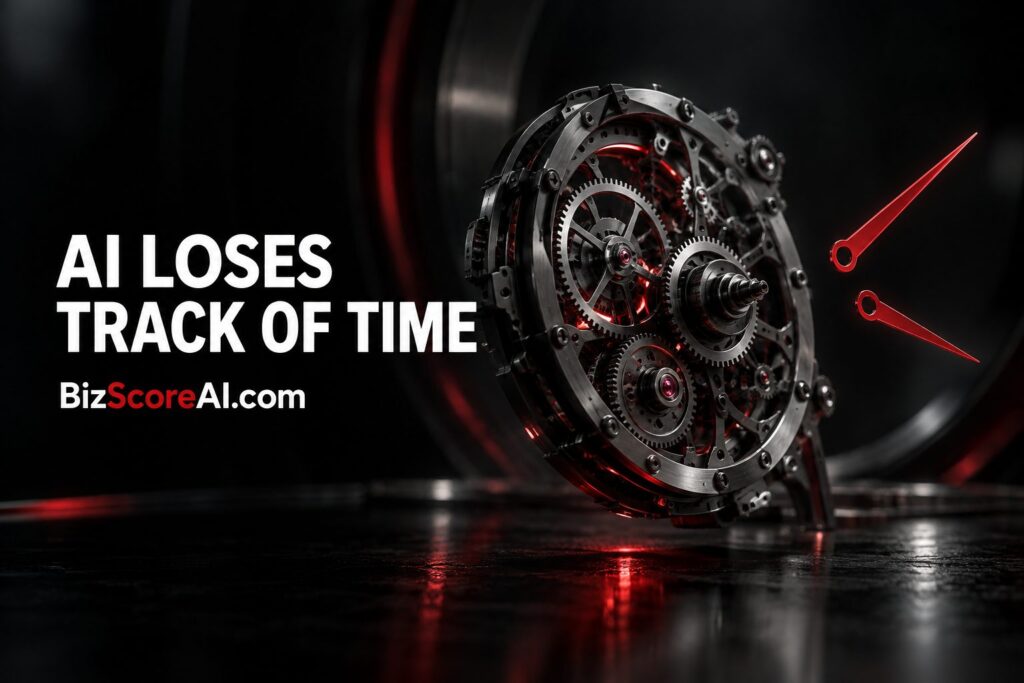 Exposed watch gears with detached hands visualising coding agents sense of time
