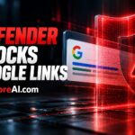 Defender security shield blocking Google search links on a tablet