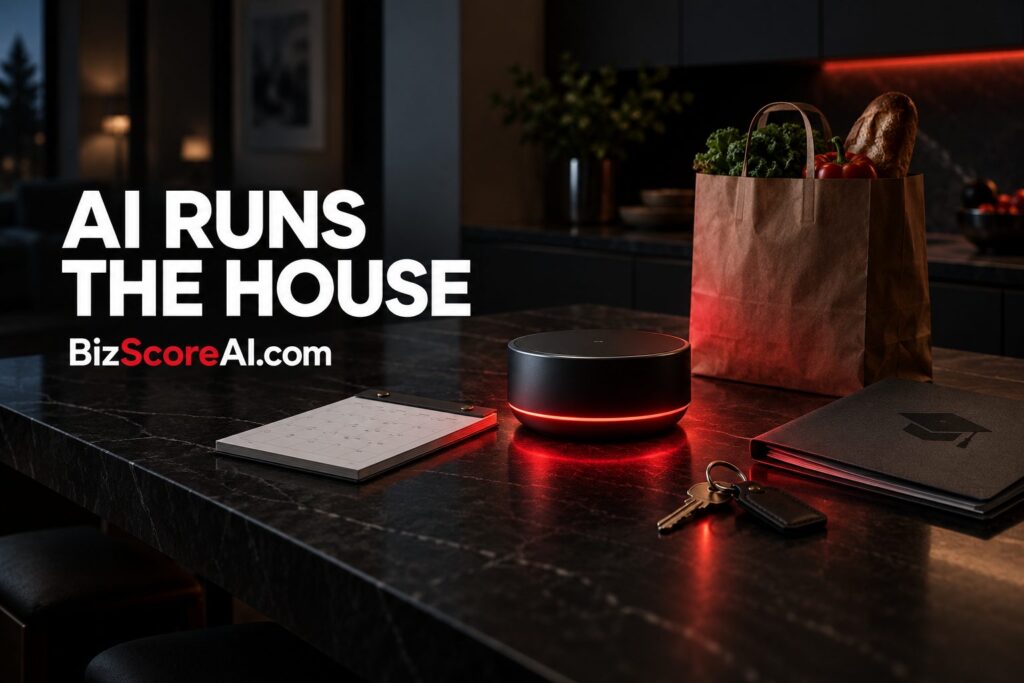 Smart speaker representing the Google CC AI agent on a kitchen counter