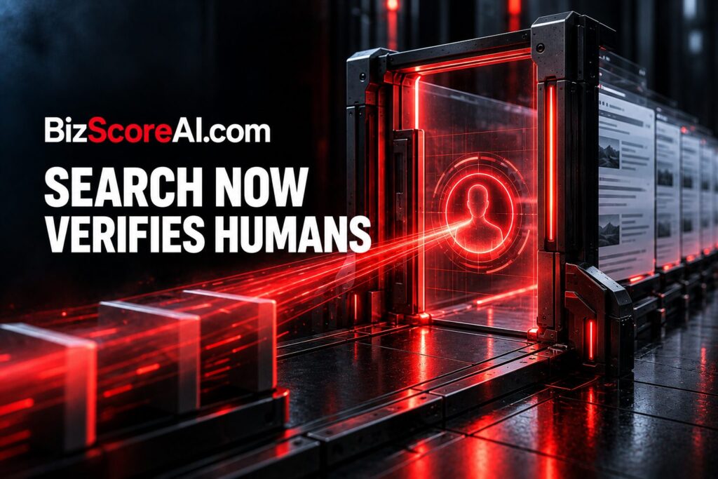 Red-lit scanner scanning a user silhouette near a Google continue button human verification checkpoint