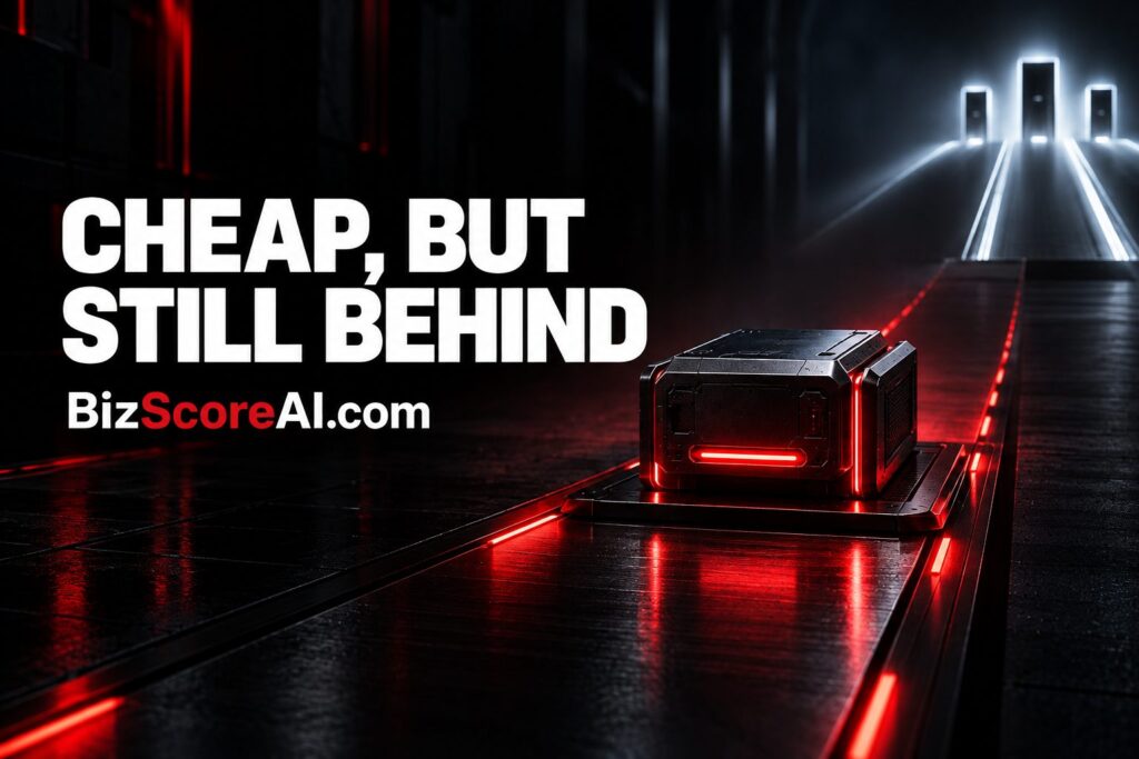 Glowing AI server pod symbolizing Grok 4.7 benchmarks falling behind rivals
