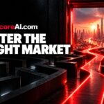 A glowing red path threading a maze toward an international SEO keyword seed destination