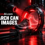 Search Console multimodal scan visualises a running shoe through a glowing red scanner