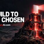 SEO best practices symbolised by a glowing monolith atop a mountain fortress