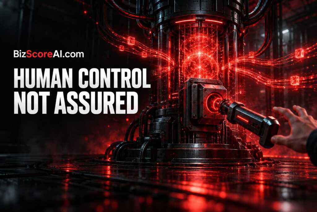 Hand reaching toward a glowing red containment chamber threatening UN AI agents control
