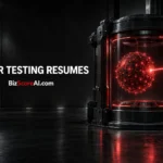 Anthropic cybersecurity testing scene with a glowing red AI model contained inside a dark