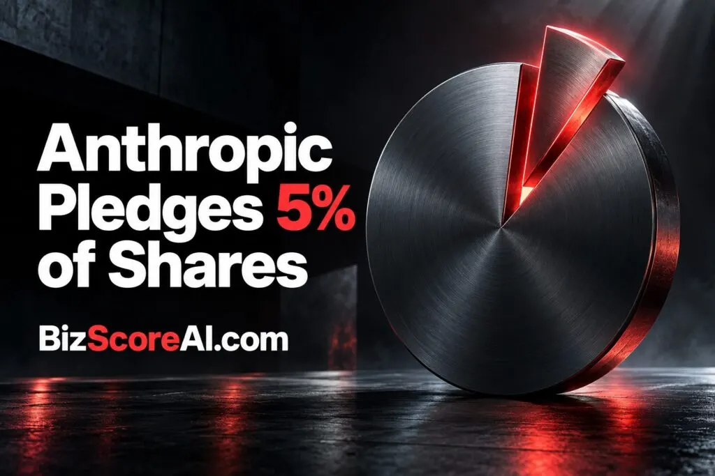 Metallic coin with a glowing red slice representing the Anthropic public benefit fund pledge