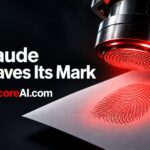 Anthropic text watermarking represented by a laser stamping a fingerprint