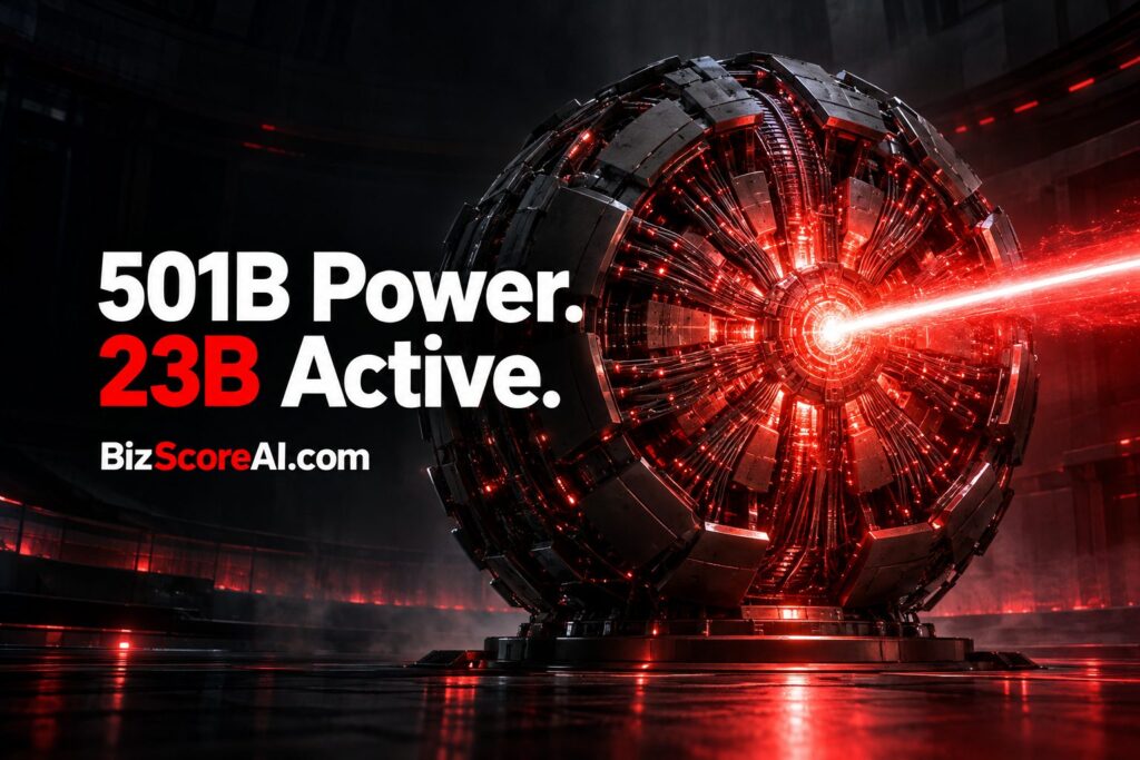 Beam open-weight model depicted as a glowing red mechanical sphere emitting a laser Beam