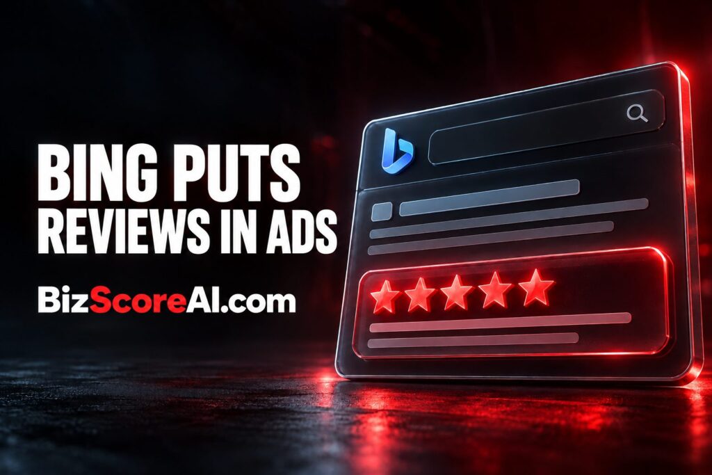 Bing consumer review extension shown beneath a sponsored search result
