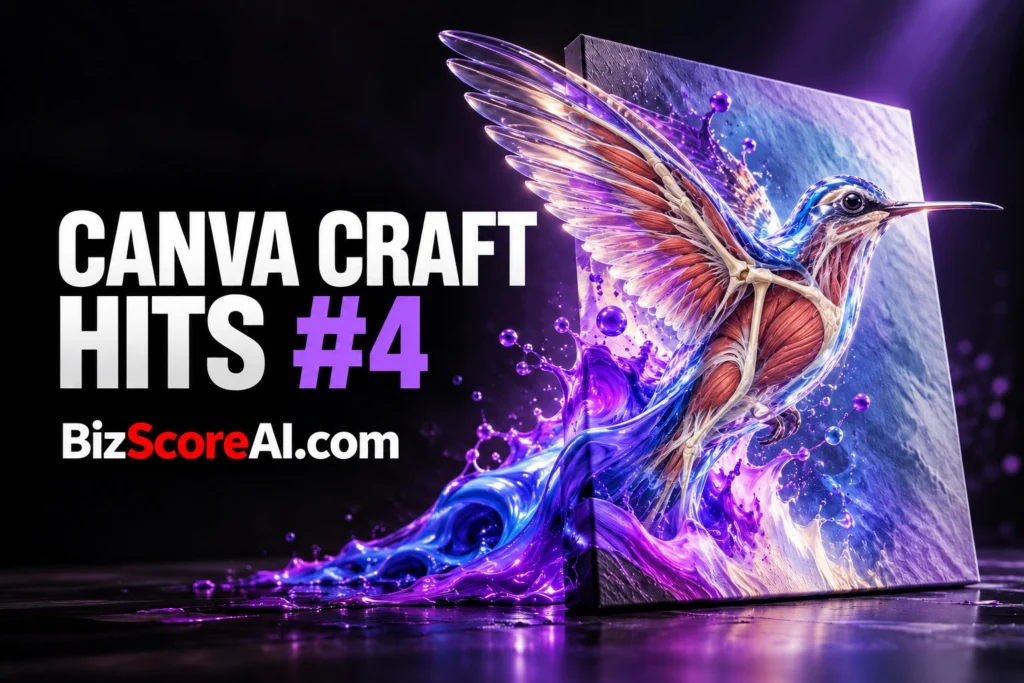 Canva Craft image generation creating an iridescent hummingbird from fluid paint