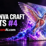 Canva Craft image generation creating an iridescent hummingbird from fluid paint