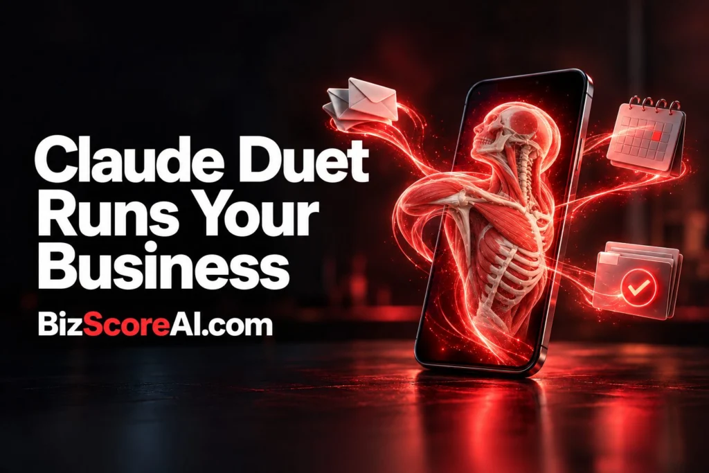Claude Duet proactive agent shown as a red anatomical figure on a smartphone