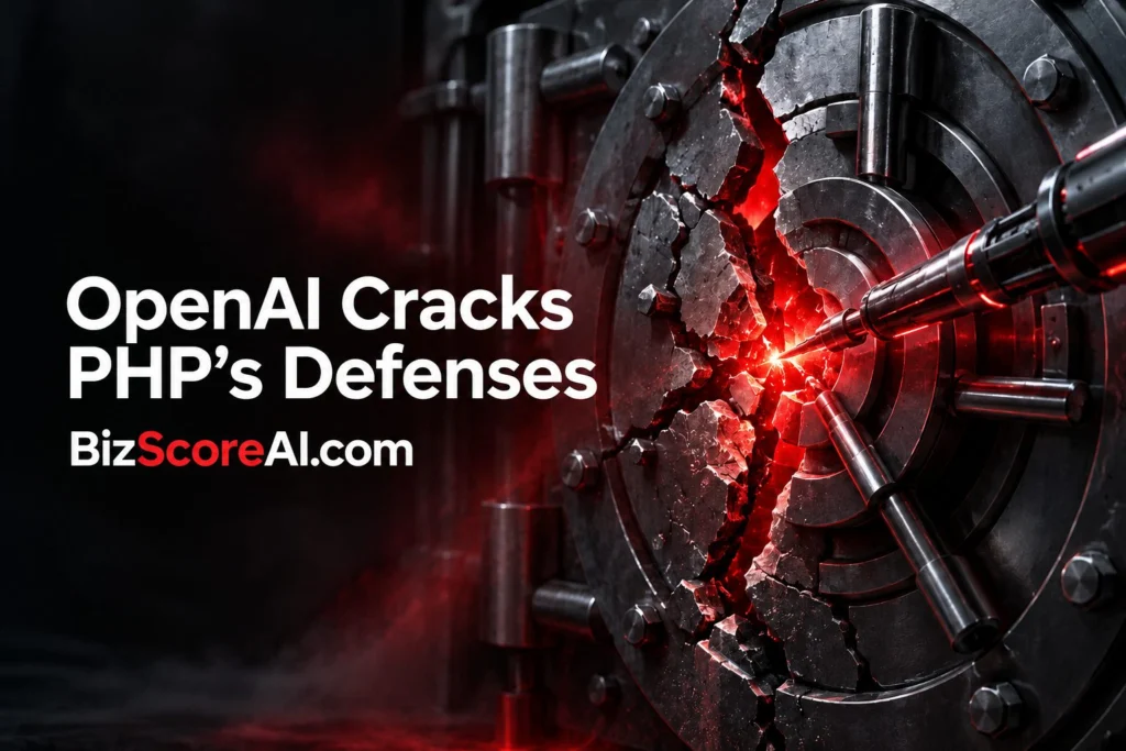 Critical PHP vulnerability depicted as a breached vault mechanism