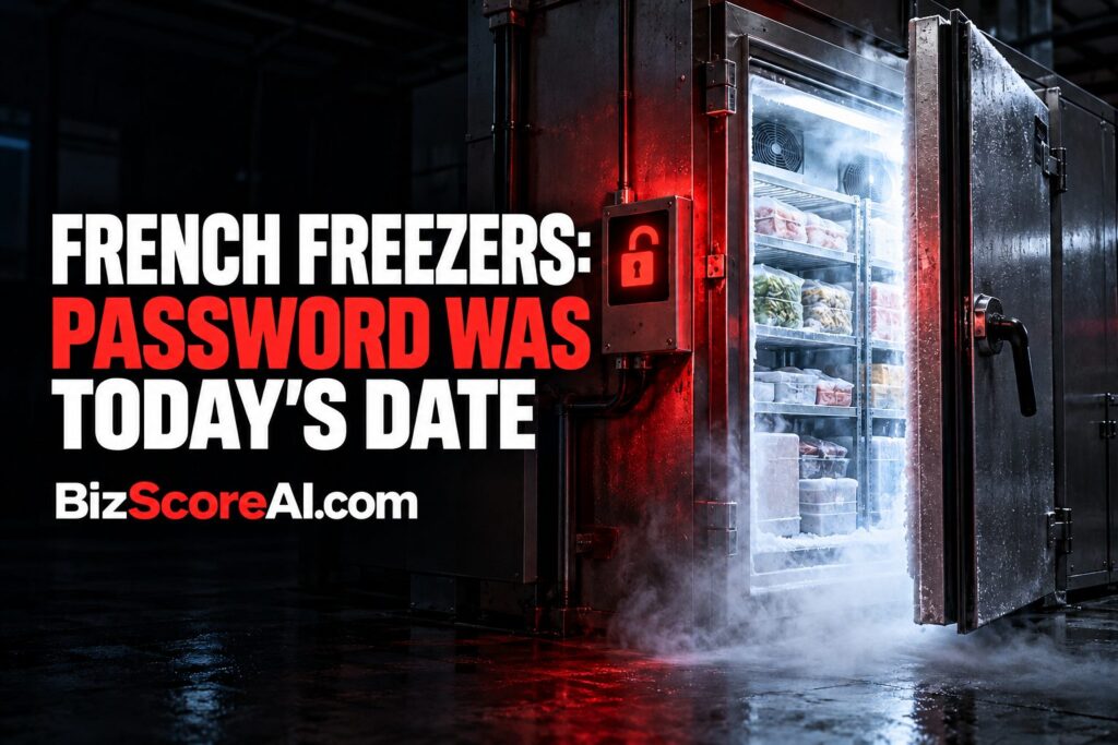 Industrial freezer in the French freezer hack exudes cold mist onto a dark floor