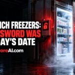 Industrial freezer in the French freezer hack exudes cold mist onto a dark floor