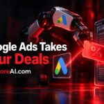 Robotic arm extracting discount deals from a product page for Google Ads automated promotions