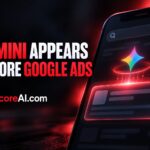Smartphone displaying the Google Ads Gemini loading animation before a sponsored search result