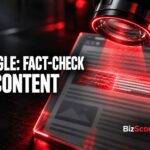 Google AI content guidance illustrated by a red scanning lens over a tablet