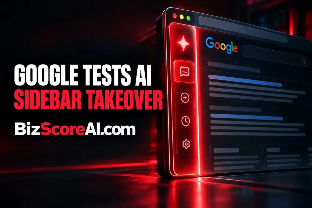 Google AI mode sidebar panel glowing red on search results screen