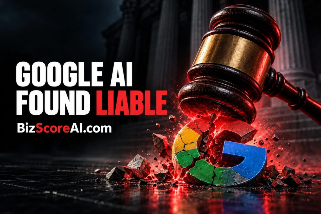 Gavel ruling Google liable for AI Overviews shatters the logo