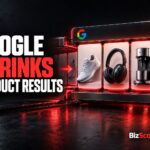 Google Search grid with three product cards being compressed inward