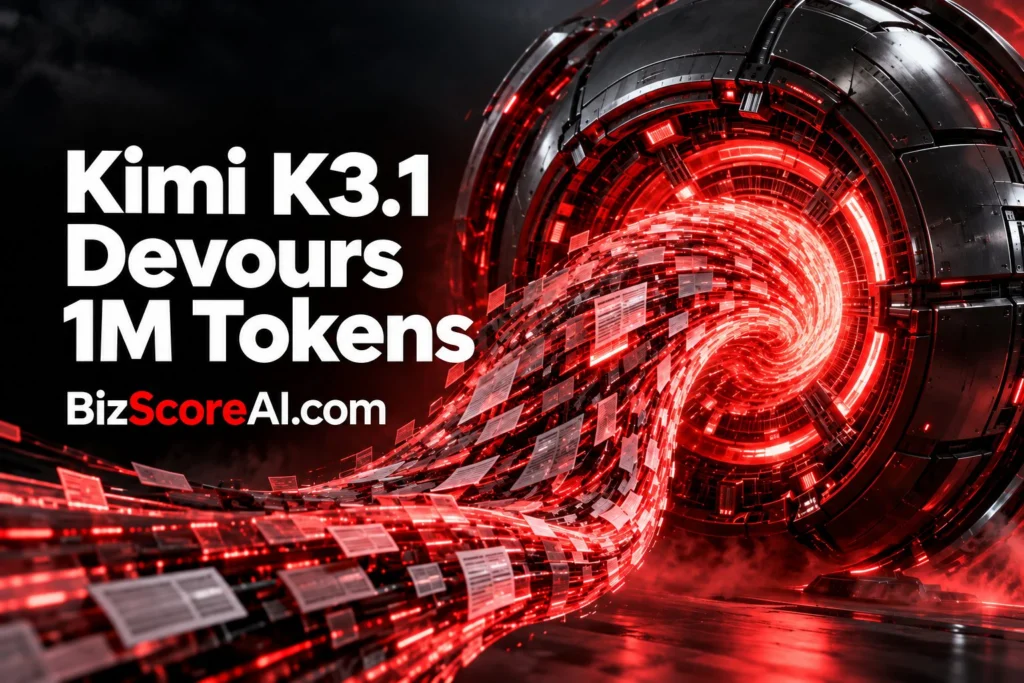 Kimi k3.1 Pro powering a red data-processing vortex