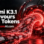 Kimi k3.1 Pro powering a red data-processing vortex