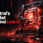 Mistral Large 4 preview depicted as a glowing red AI core breaking chains