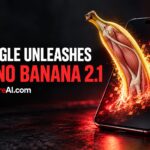 Nano banana 2.1 erupting from a smartphone screen