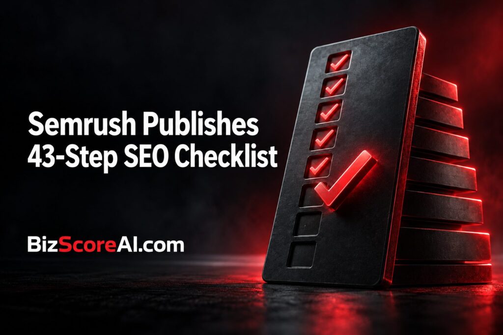 Stack of glowing red checkmark items forming an SEO checklist