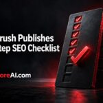 Stack of glowing red checkmark items forming an SEO checklist
