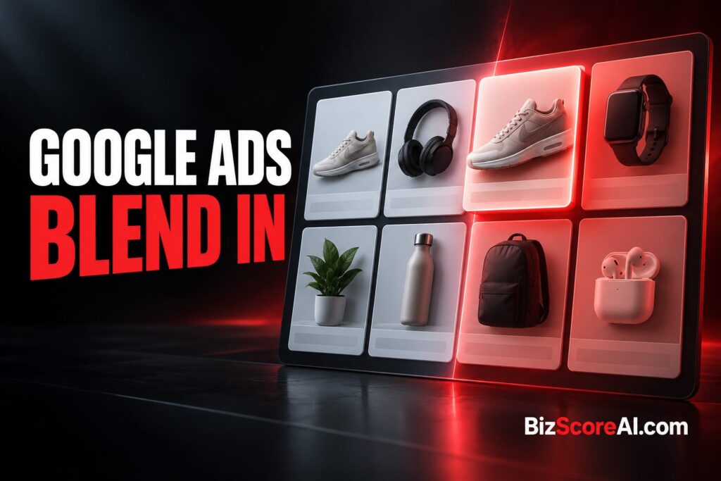 Google sponsored products grid mimicking an organic product carousel layout