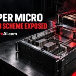 Super Micro AI smuggling case illustrated by red-lit server hardware