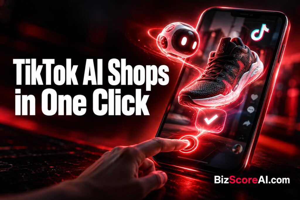 TikTok AI shopping assistant enabling one-click shoe checkout on phone