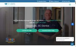 ProGrin Dental of Greenville website