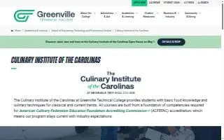 The Culinary Institute of the Carolinas at Greenville Technical College website