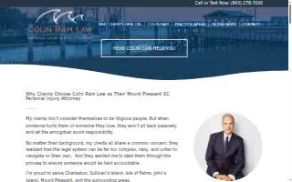 Colin Ram Law, LLC of Mt Pleasant website
