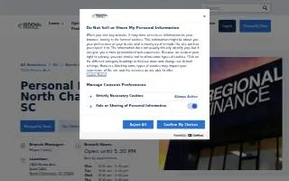 Regional Finance of North Charleston website